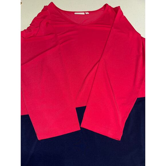 Susan Graver Tunic Top Liquid Knit Color Block Asymmetrical 2XL stretch Party - Picture 5 of 9